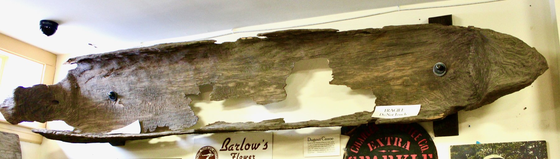 Suspected Abenaki canoe discovered in Beaver Lake, evidencing the longstanding Native American presence and their water-based activities.